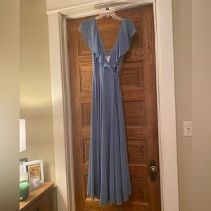 Bill Levkoff Dylan A-line V-neck Princess Chiffon Bridesmaid Dress: Slate size 8